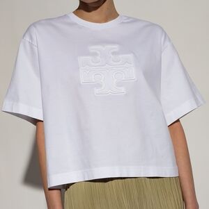 Tory Burch white logo tee Small